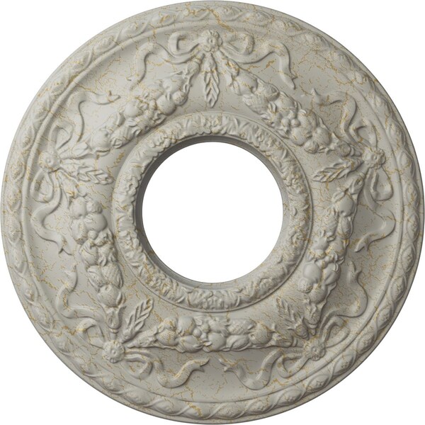 Ekena Millwork Hurley Medallion (Canopies up to 7 1/4"), 22 1/8"OD x 7 1/4"ID x 1 3/4"P, Pot of Cream Crackle CM26HUPCC - main